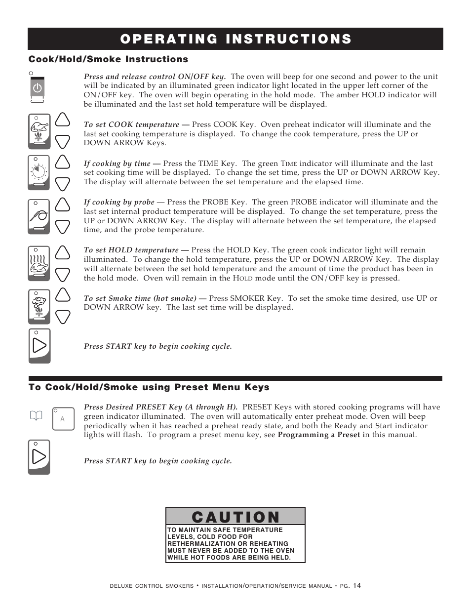 Cook/hold/smoke instructions | Alto-Shaam 1000-SK/III User Manual | Page 16 / 38