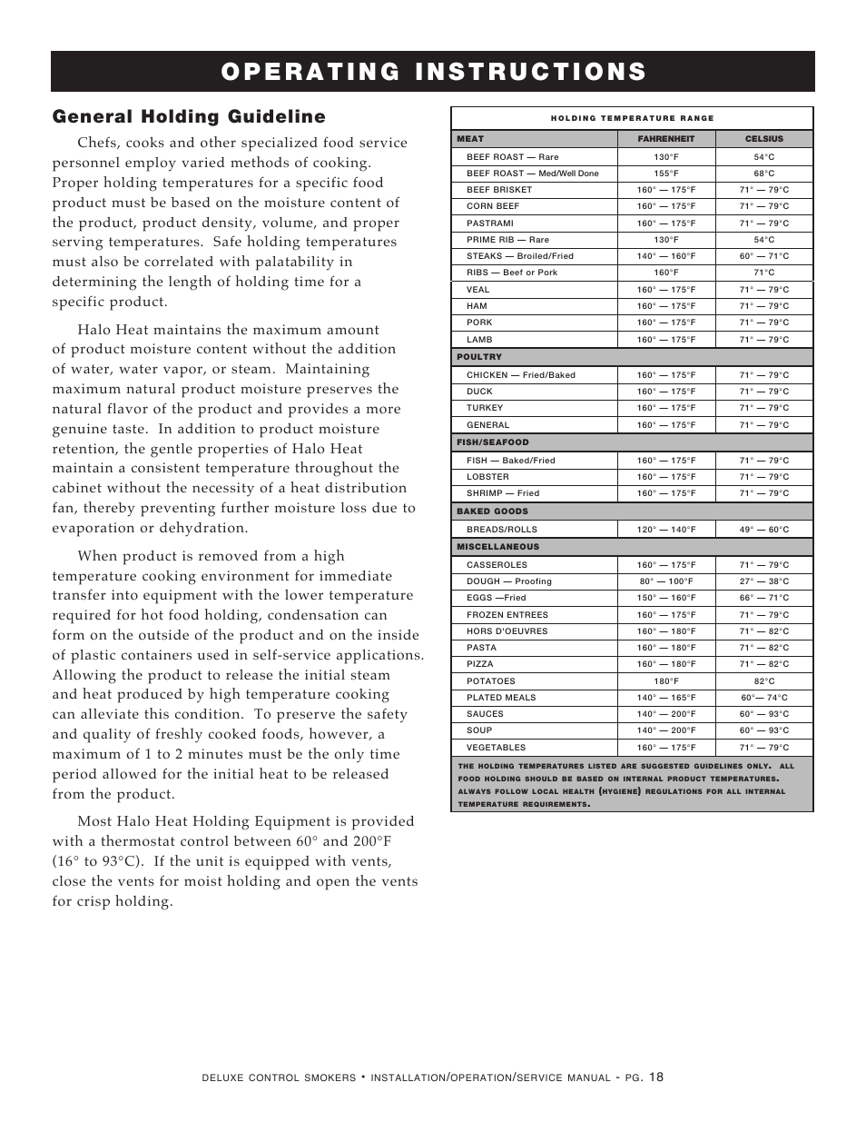 General holding guideline | Alto-Shaam 1000-SK/III User Manual | Page 20 / 38