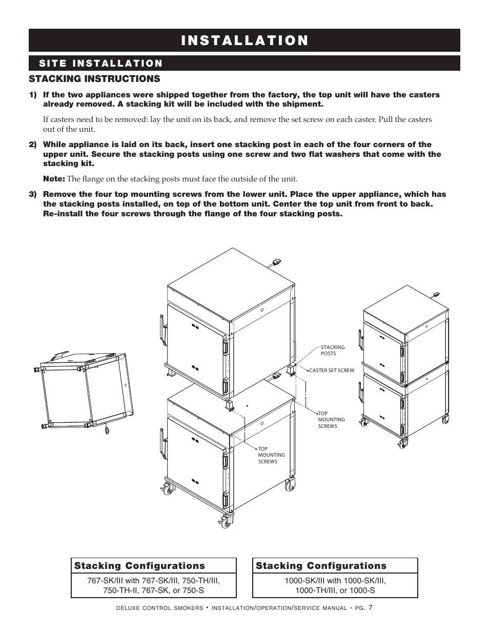 Stacking configurations, Stacking instructions | Alto-Shaam 1000-SK/III User Manual | Page 9 / 38
