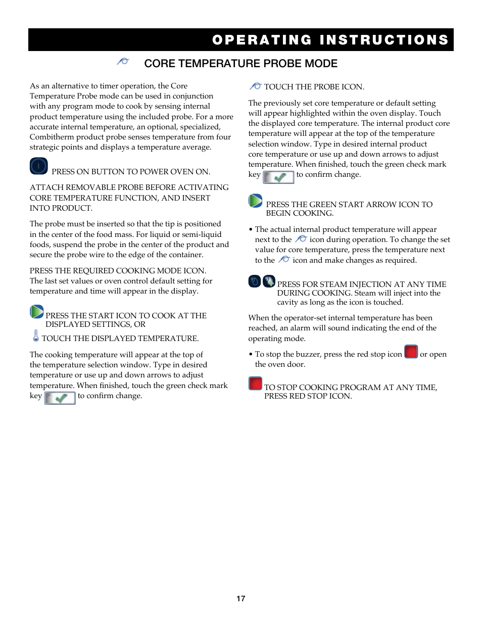 Core temperature probe mode | Alto-Shaam Auto-Sham Combitouch Combination Oven/Steamer 7.14esG User Manual | Page 19 / 49