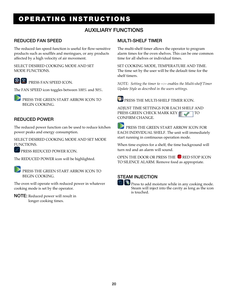 Auxiliary functions | Alto-Shaam Auto-Sham Combitouch Combination Oven/Steamer 7.14esG User Manual | Page 22 / 49