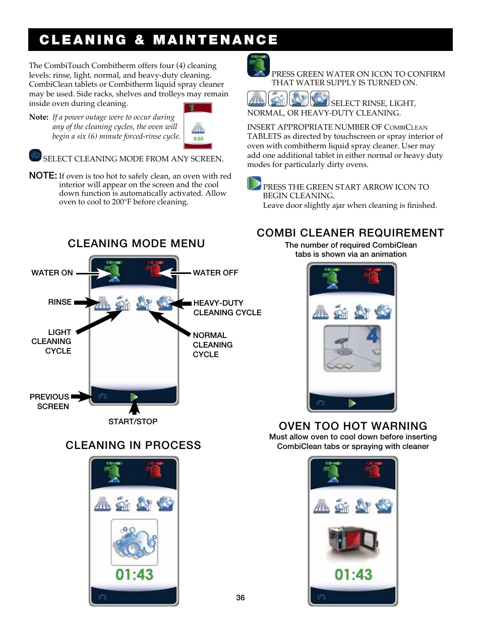 Oven too hot warning | Alto-Shaam Auto-Sham Combitouch Combination Oven/Steamer 7.14esG User Manual | Page 38 / 49