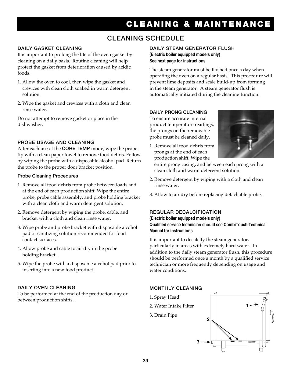 Cleaning schedule | Alto-Shaam Auto-Sham Combitouch Combination Oven/Steamer 7.14esG User Manual | Page 41 / 49