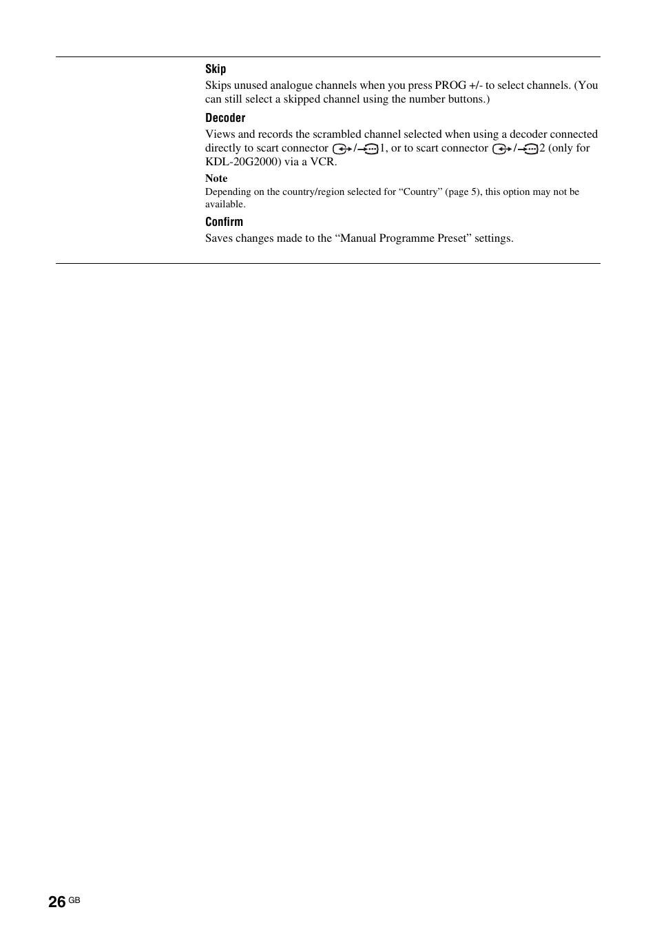Sony KDL-15G2000 User Manual | Page 26 / 108
