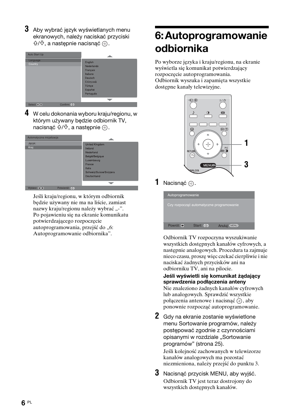 Autoprogramowanie odbiornika | Sony KDL-15G2000 User Manual | Page 76 / 108