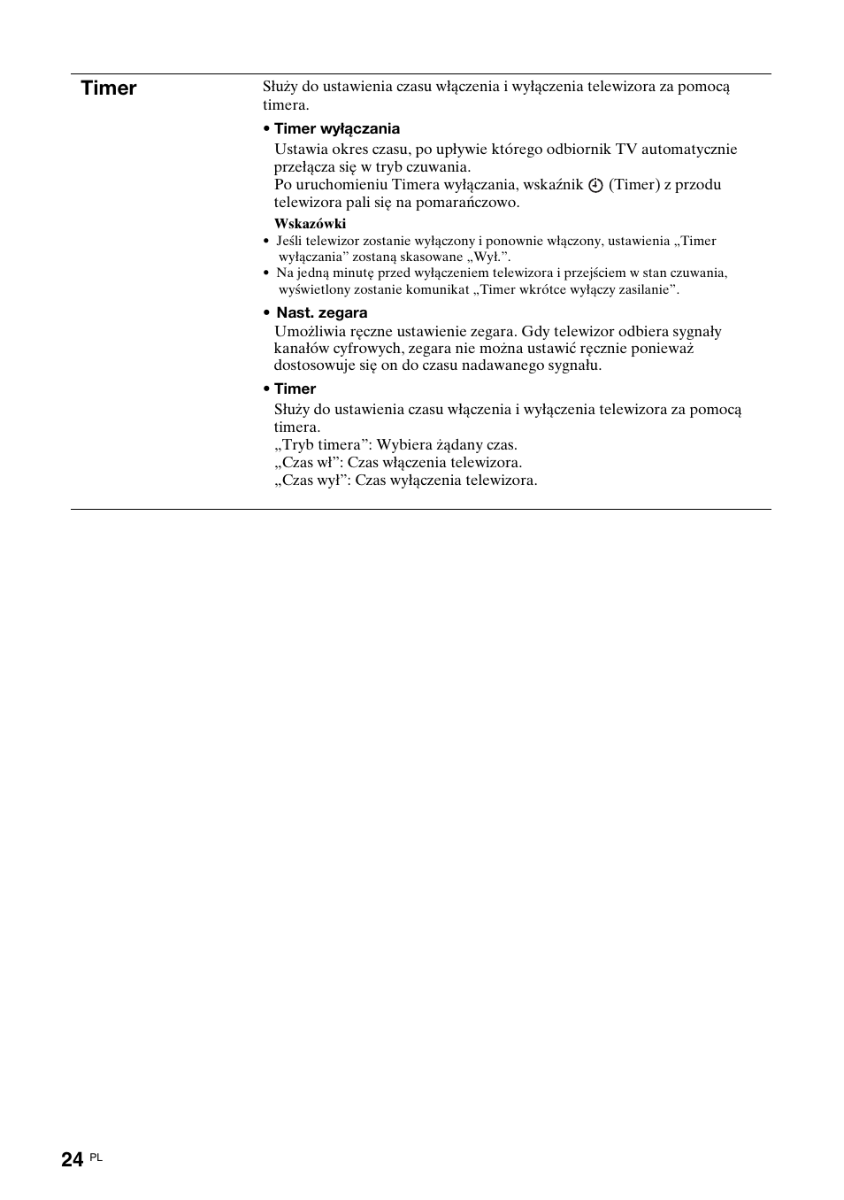 Timer | Sony KDL-15G2000 User Manual | Page 94 / 108