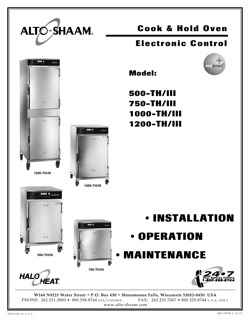 Alto-Shaam 1000-TH/III User Manual | 42 pages