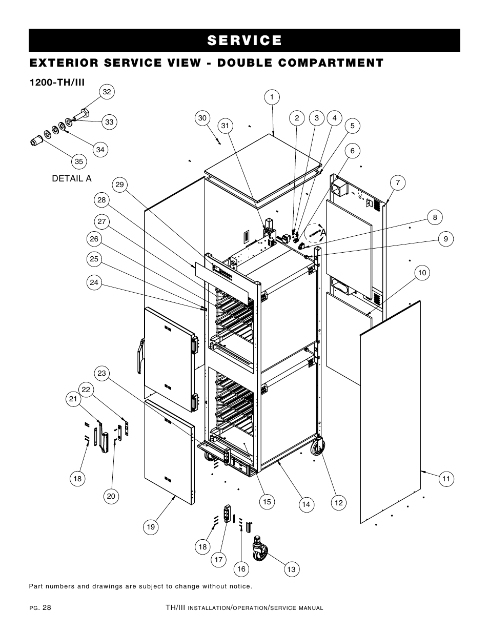 Exterior service view - double compartment, 1200-th/iii | Alto-Shaam 1000-TH/III User Manual | Page 30 / 42