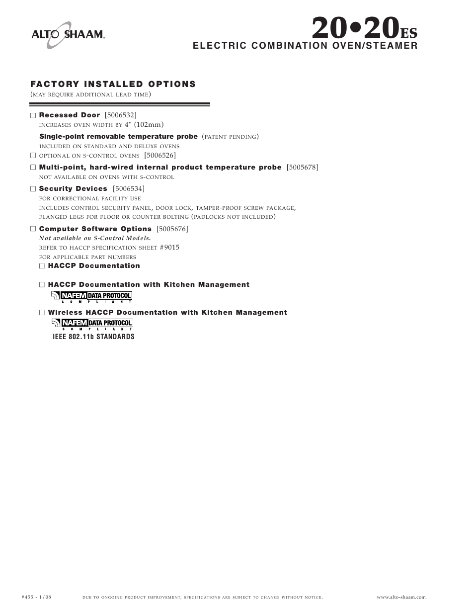 Alto-Shaam 20.20ES User Manual | Page 4 / 6