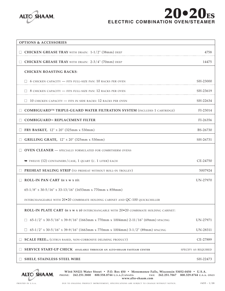 Alto-Shaam 20.20ES User Manual | Page 6 / 6
