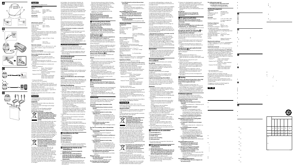 产品中有毒有害物质或 元素的名称及含量, 使用须知, 部件识别 | 安装本装置到摄像机上, 使用本装置, 故障排除 | Sony RDP-CA2 User Manual | Page 2 / 2