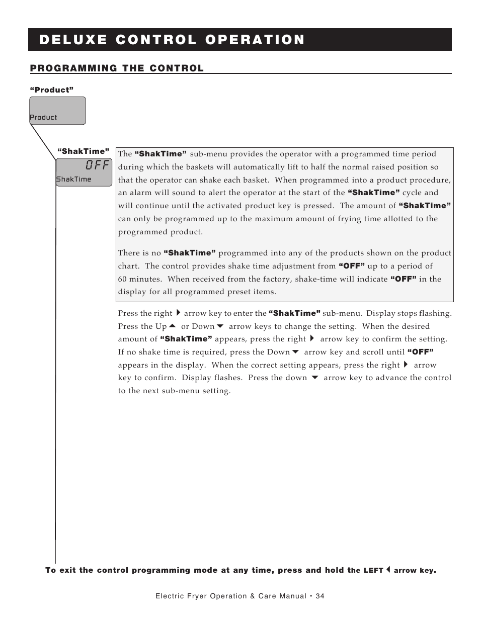 O f f | Alto-Shaam FRY TECH ASF-60E User Manual | Page 36 / 70