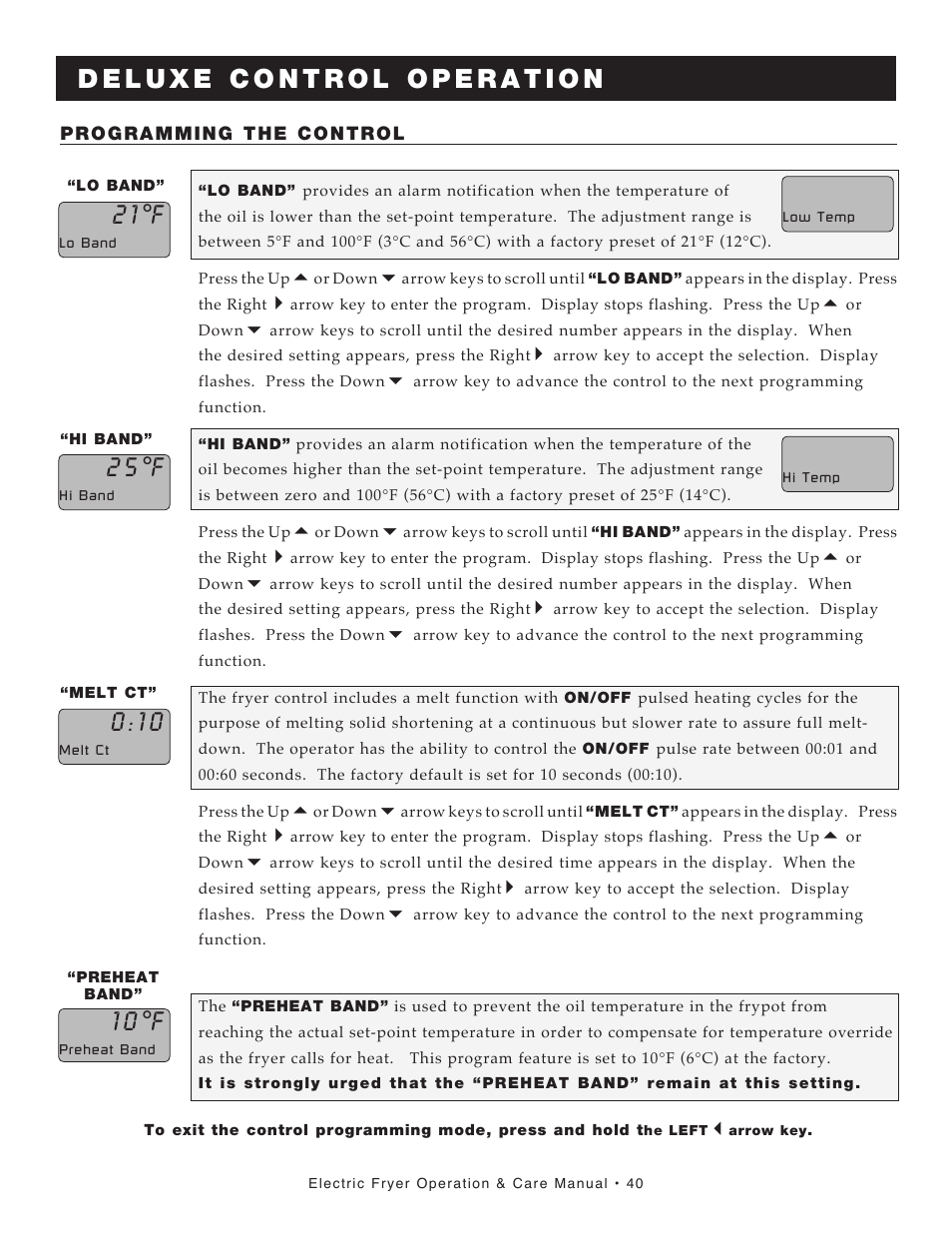 1 0 °f, 2 5 °f, 2 1 °f | Alto-Shaam FRY TECH ASF-60E User Manual | Page 42 / 70