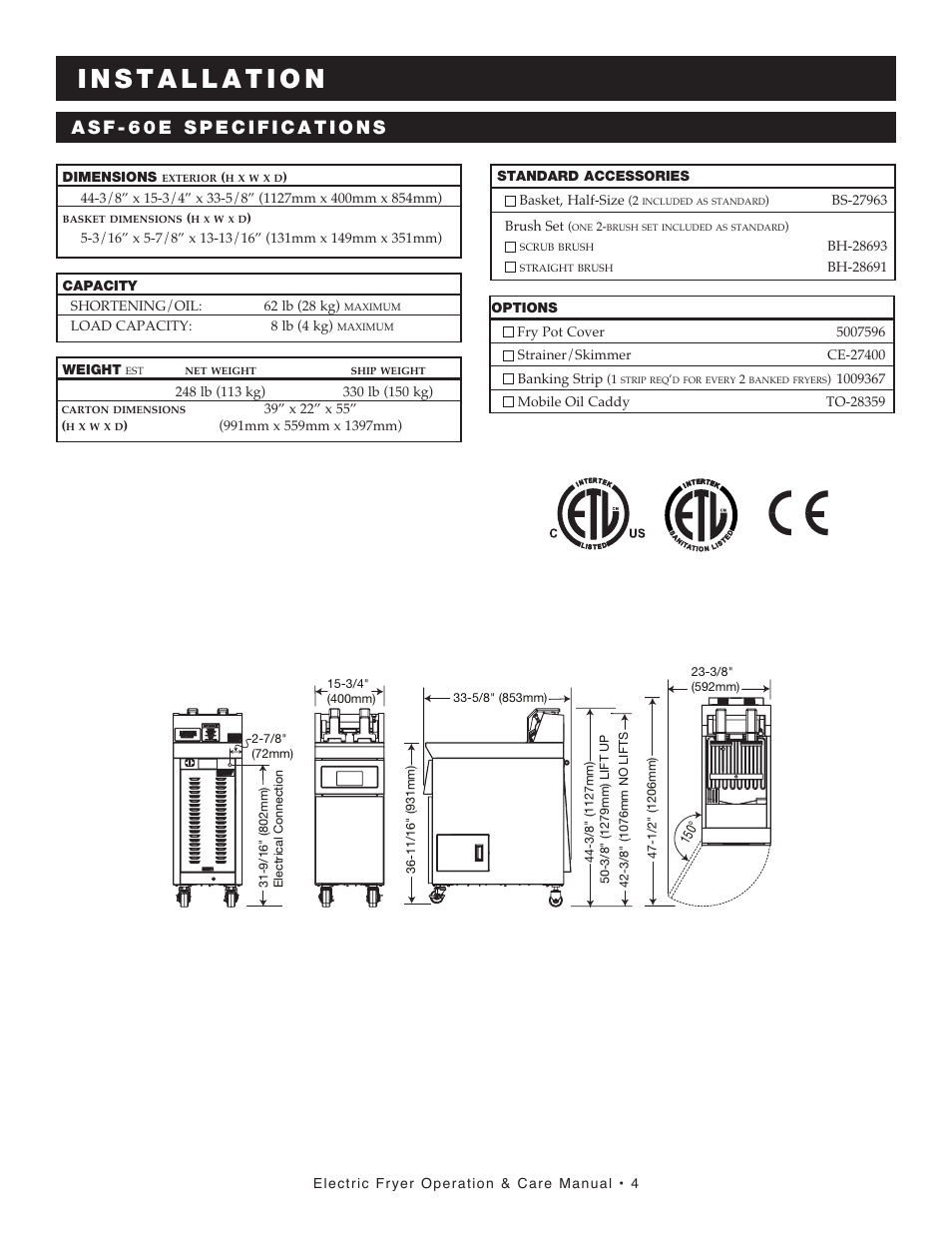Alto-Shaam FRY TECH ASF-60E User Manual | Page 6 / 70