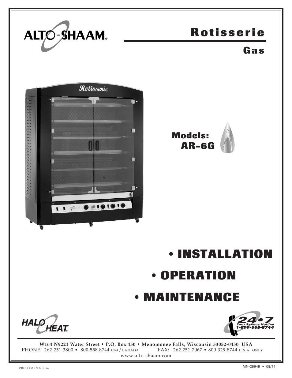 Alto-Shaam AR-6G User Manual | 35 pages
