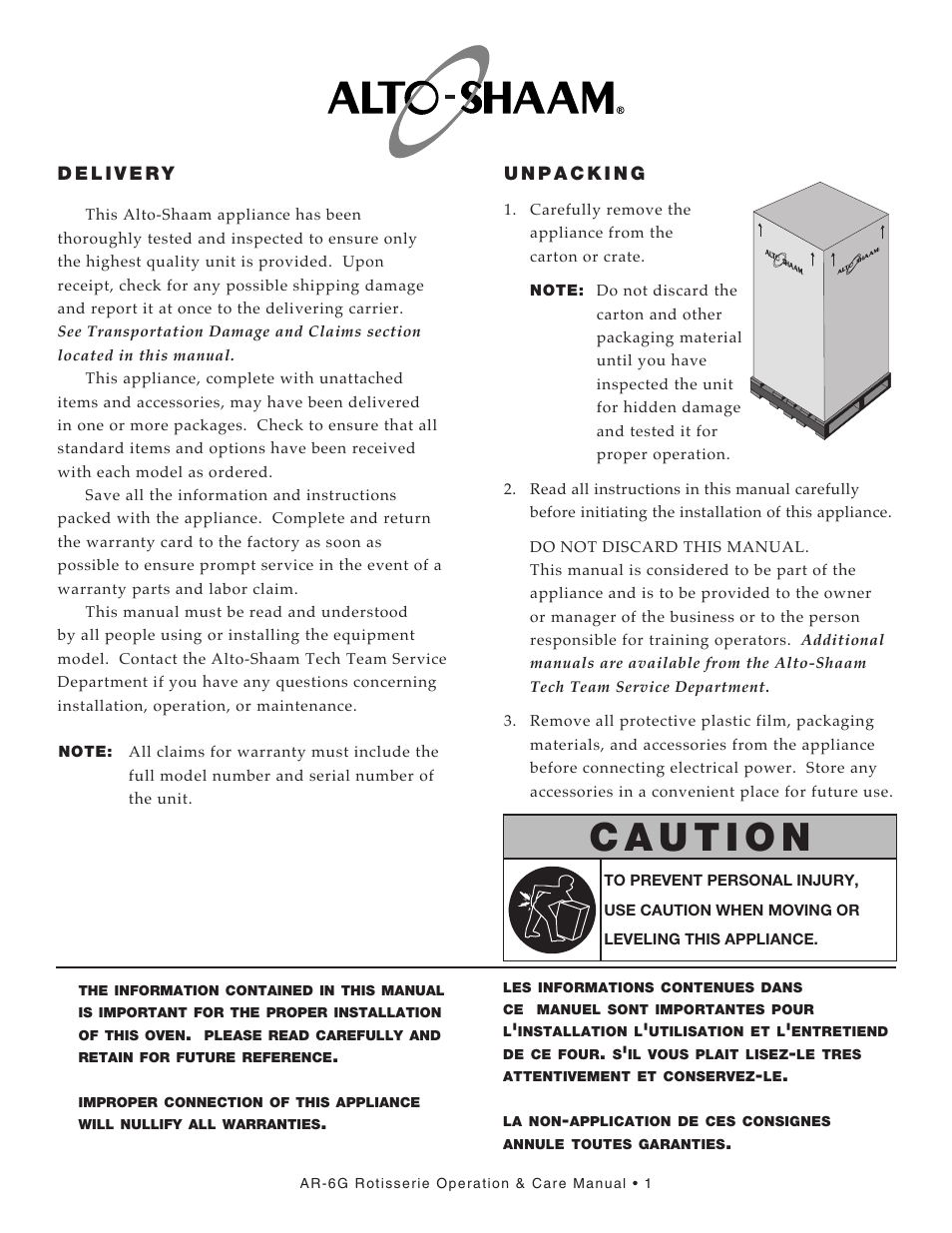 Alto-Shaam AR-6G User Manual | Page 3 / 35