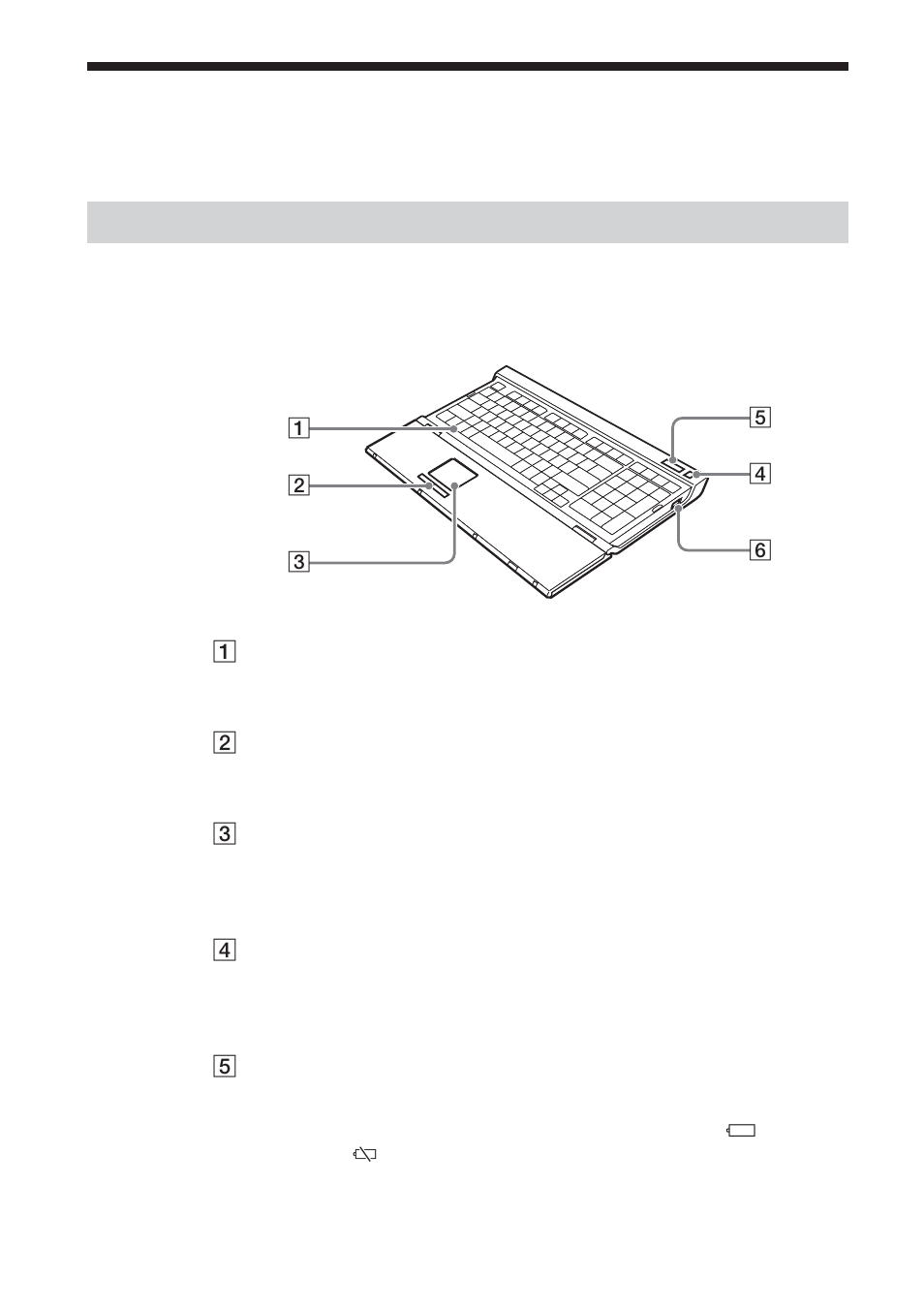 Names of parts, Keyboard | Sony VGP-WKB1 User Manual | Page 44 / 132