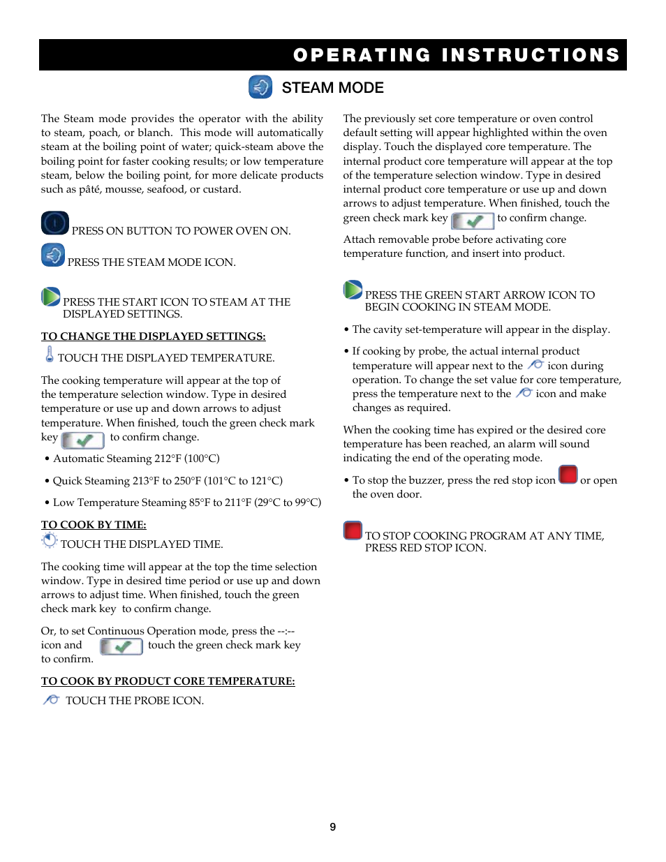 Steam mode | Alto-Shaam COMBITOUCH 7.14ES User Manual | Page 11 / 50