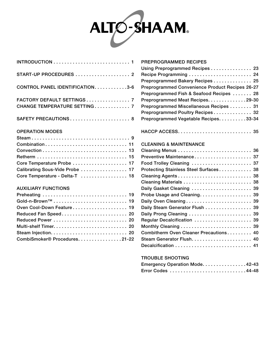 Alto-Shaam COMBITOUCH 7.14ES User Manual | Page 2 / 50