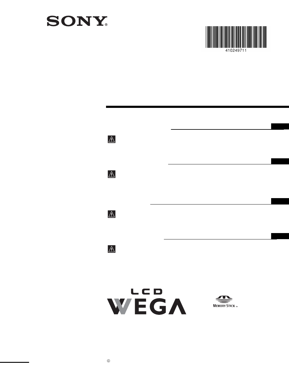 Sony KLV-21SG2 User Manual | 292 pages