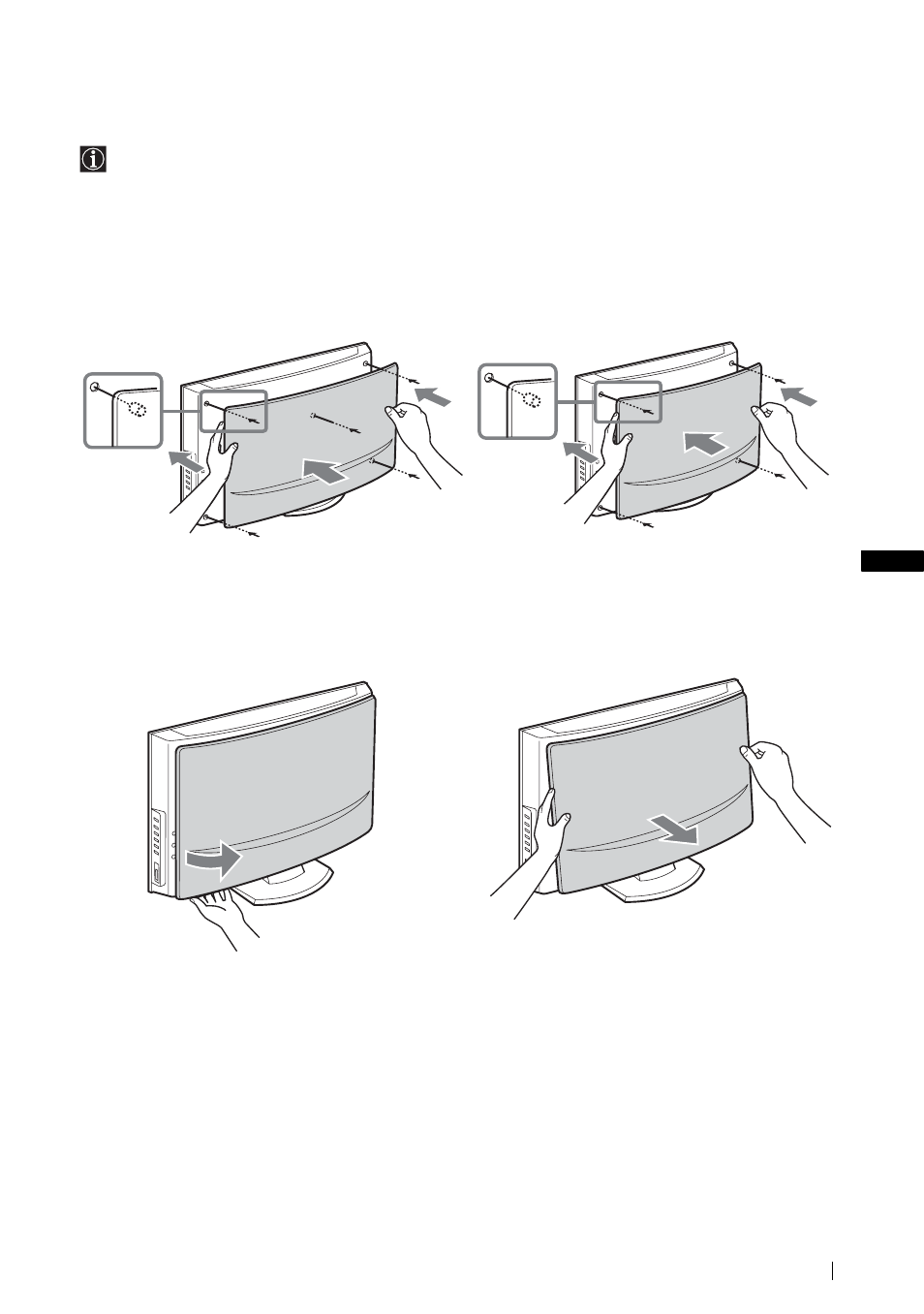 Anbringen der hinteren abdeckung | Sony KLV-21SG2 User Manual | Page 101 / 292