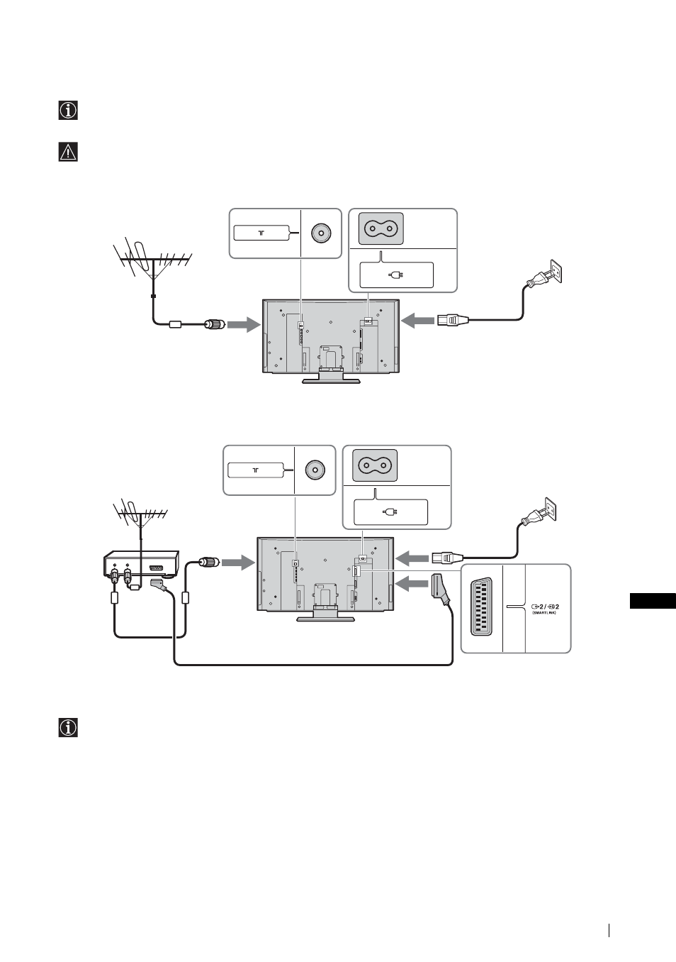 Een antenne en een videorecorder aansluiten, Een antenne aansluiten, Een videorecorder met een antenne aansluiten | Sony KLV-21SG2 User Manual | Page 245 / 292