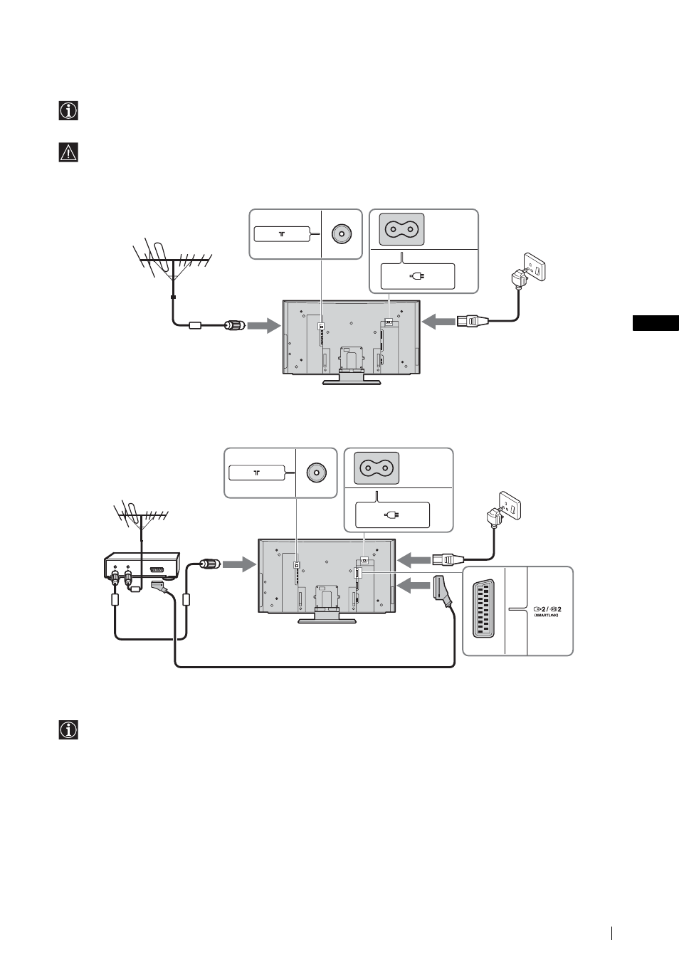 Connecting an aerial and a vcr, Connecting an aerial, Connecting a vcr with an aerial | Sony KLV-21SG2 User Manual | Page 27 / 292