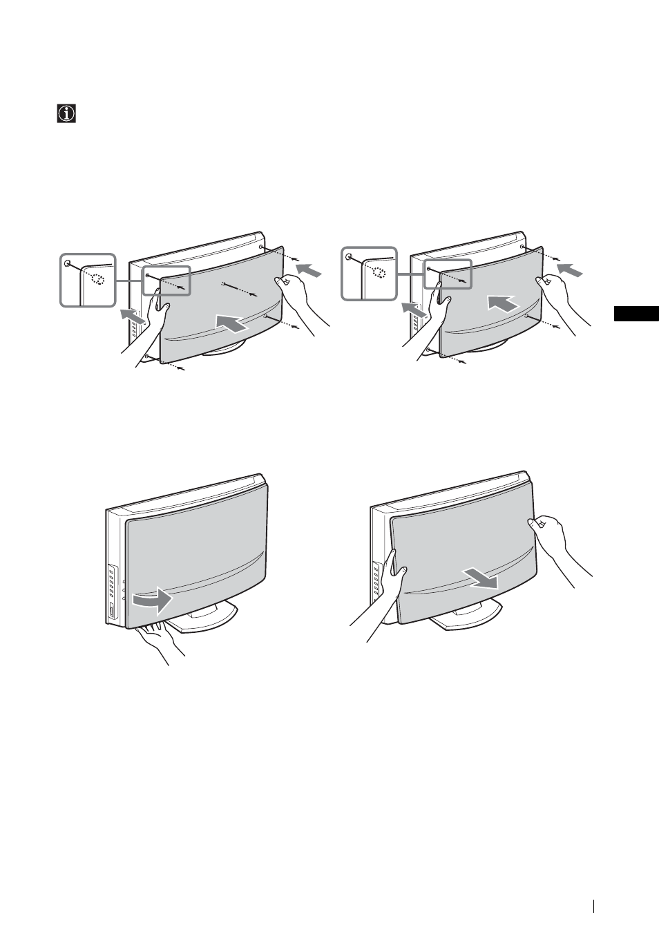 Attaching the rear cover | Sony KLV-21SG2 User Manual | Page 29 / 292