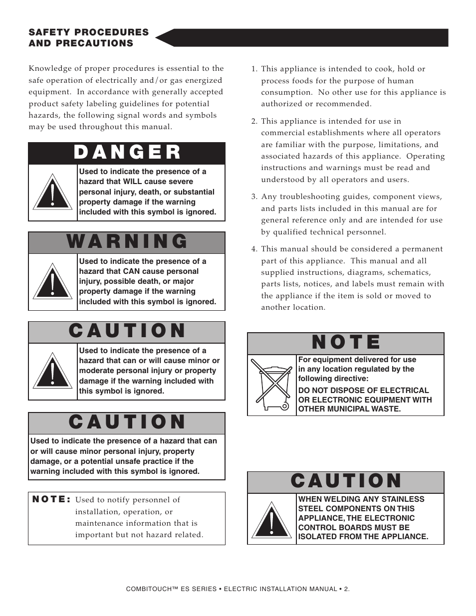 N o t e | Alto-Shaam COMBITOUCH MN-29245 User Manual | Page 4 / 38