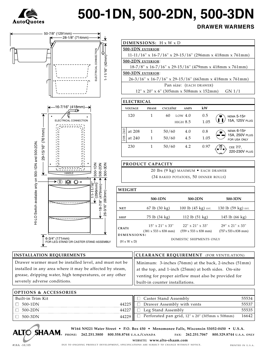 Drawer warmers | Alto-Shaam Drawer Warmers 500-1DN User Manual | Page 2 / 2