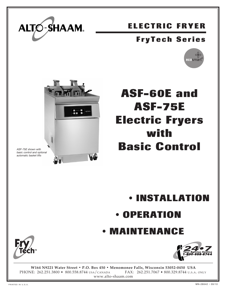 Alto-Shaam FRYTECH SERIES ASF-75E User Manual | 58 pages