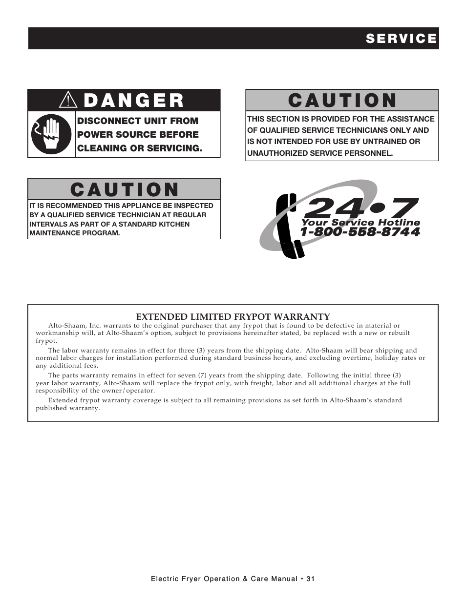 Alto-Shaam FRYTECH SERIES ASF-75E User Manual | Page 33 / 58