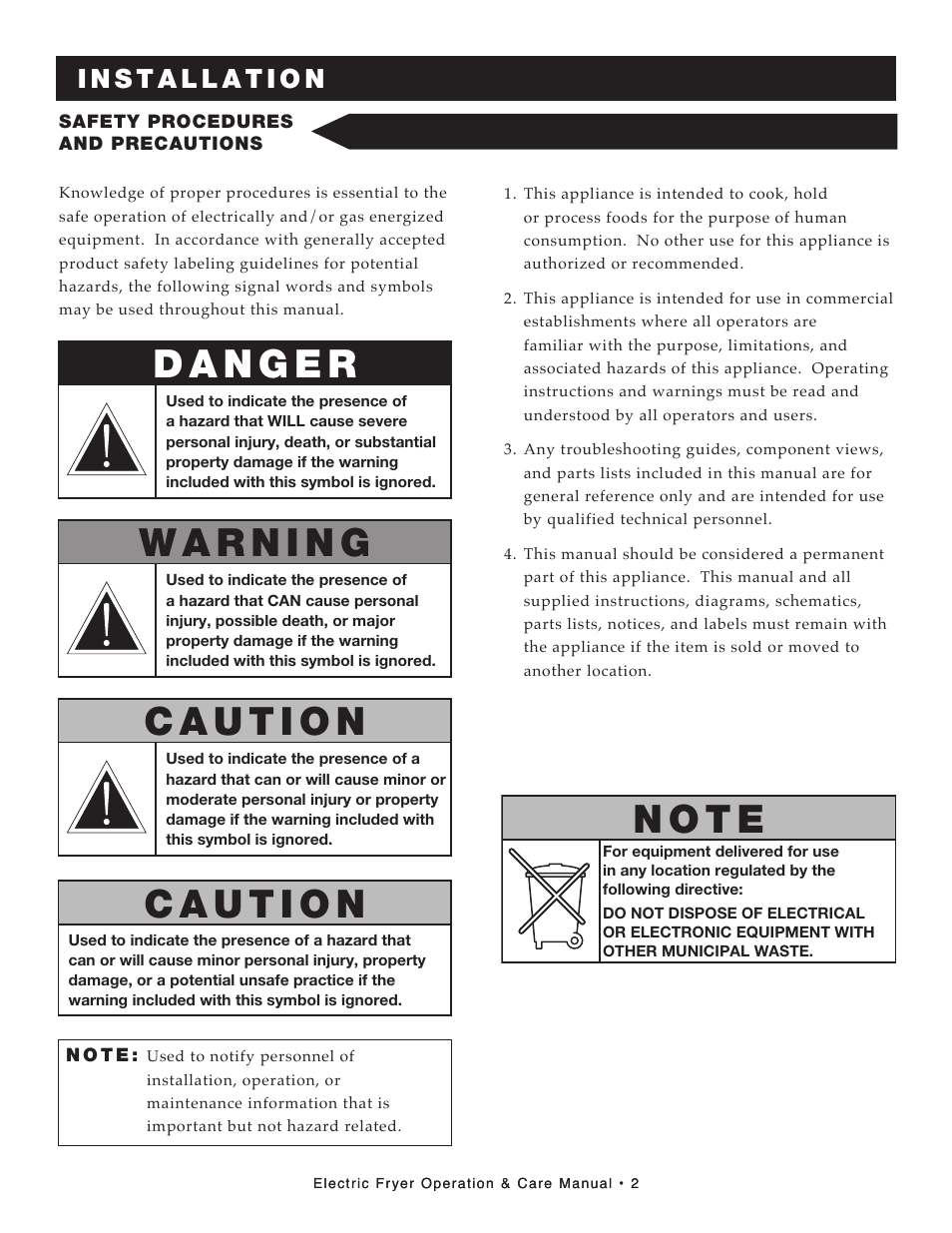 N o t e | Alto-Shaam FRYTECH SERIES ASF-75E User Manual | Page 4 / 58