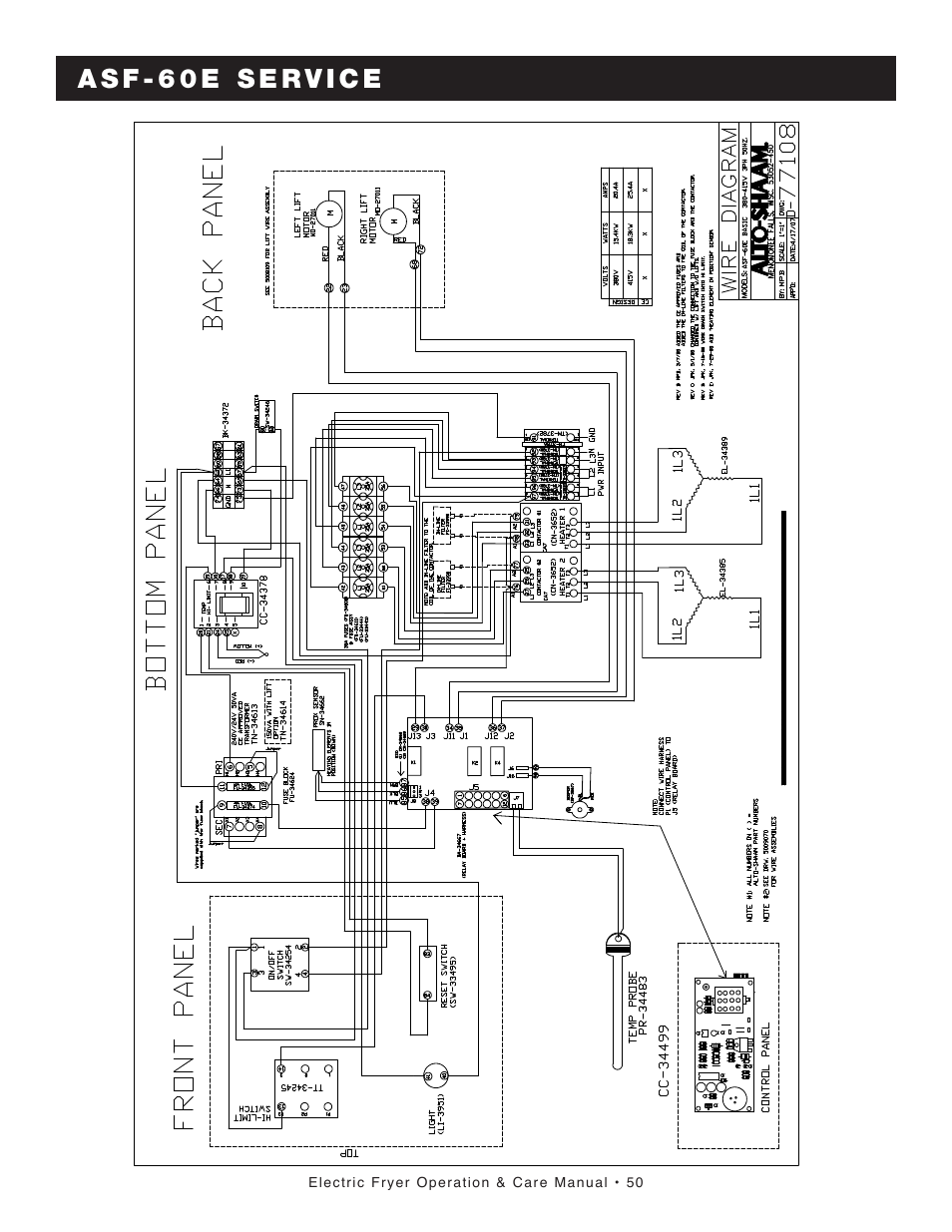 Alto-Shaam FRYTECH SERIES ASF-75E User Manual | Page 52 / 58