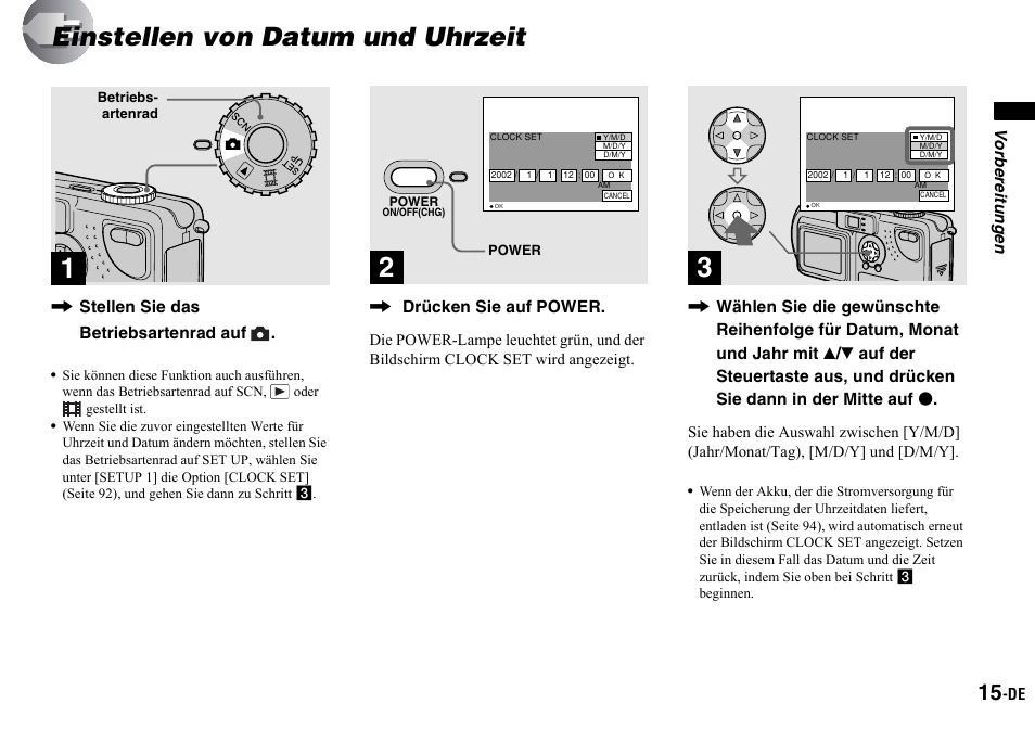 Einstellen von datum und uhrzeit | Sony DSC-P2 User Manual | Page 117 / 208