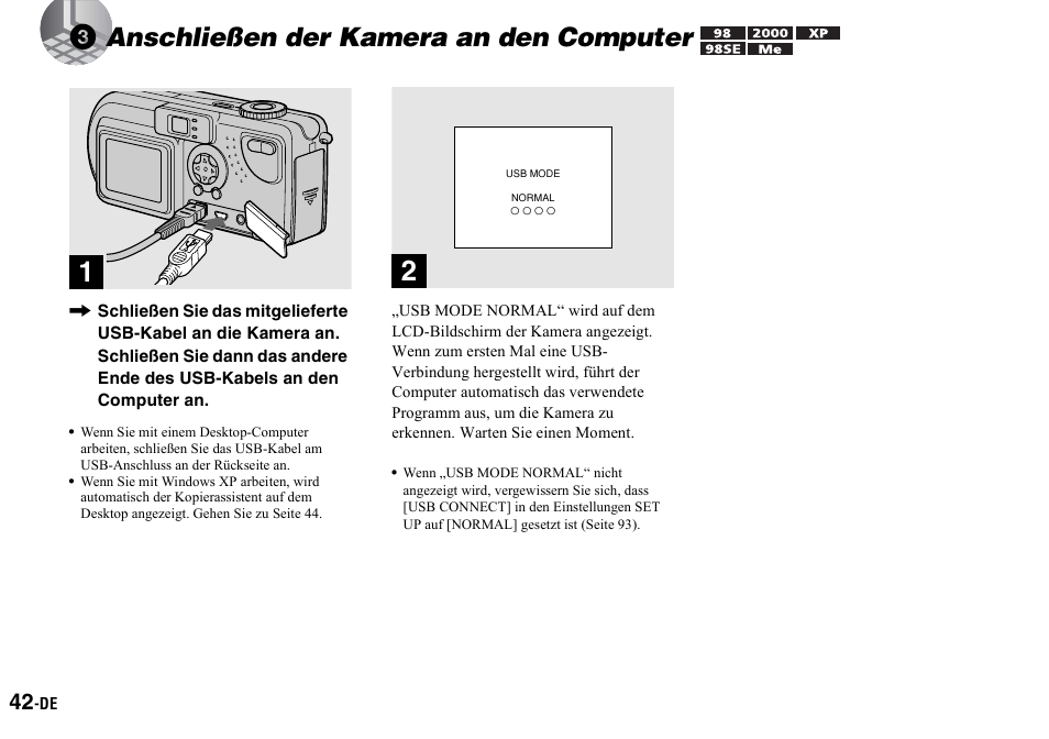 3 anschließen der kamera an den computer, 3anschließen der kamera an den computer | Sony DSC-P2 User Manual | Page 144 / 208