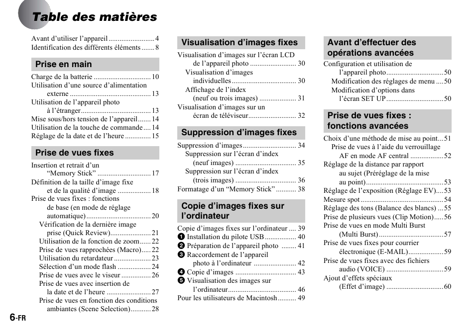 Sony DSC-P2 User Manual | Page 6 / 208