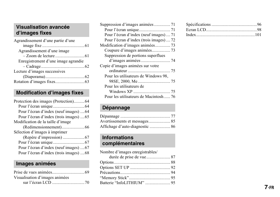 Sony DSC-P2 User Manual | Page 7 / 208