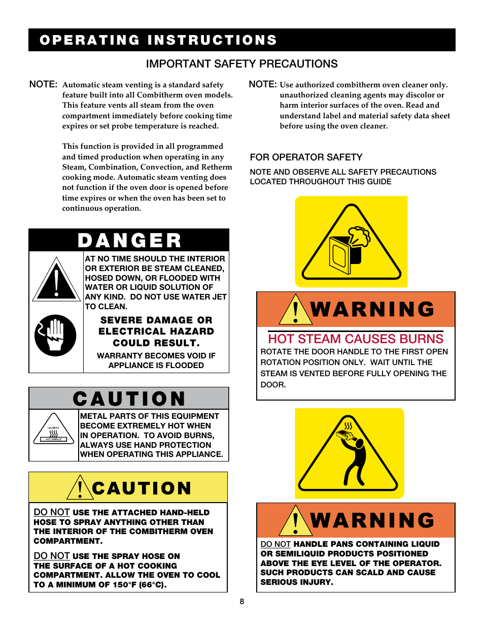 Hot steam causes burns, Important safety precautions | Alto-Shaam Combitouch Series 7.14es CombiTouch User Manual | Page 10 / 51