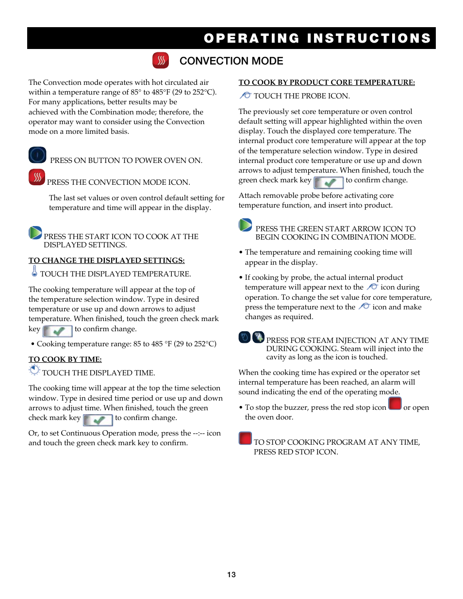 Convection mode | Alto-Shaam Combitouch Series 7.14es CombiTouch User Manual | Page 15 / 51