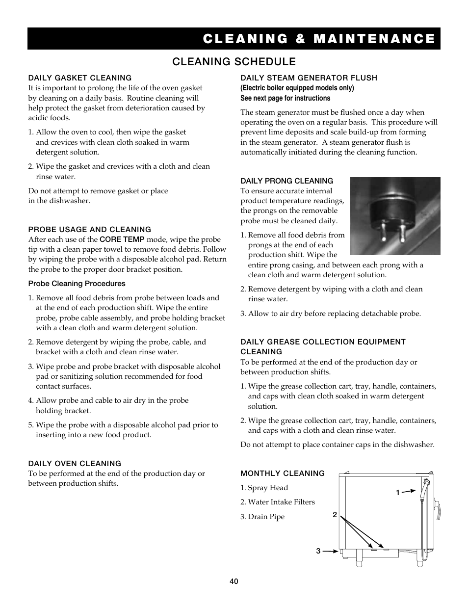 Cleaning schedule | Alto-Shaam Combitouch Series 7.14es CombiTouch User Manual | Page 42 / 51