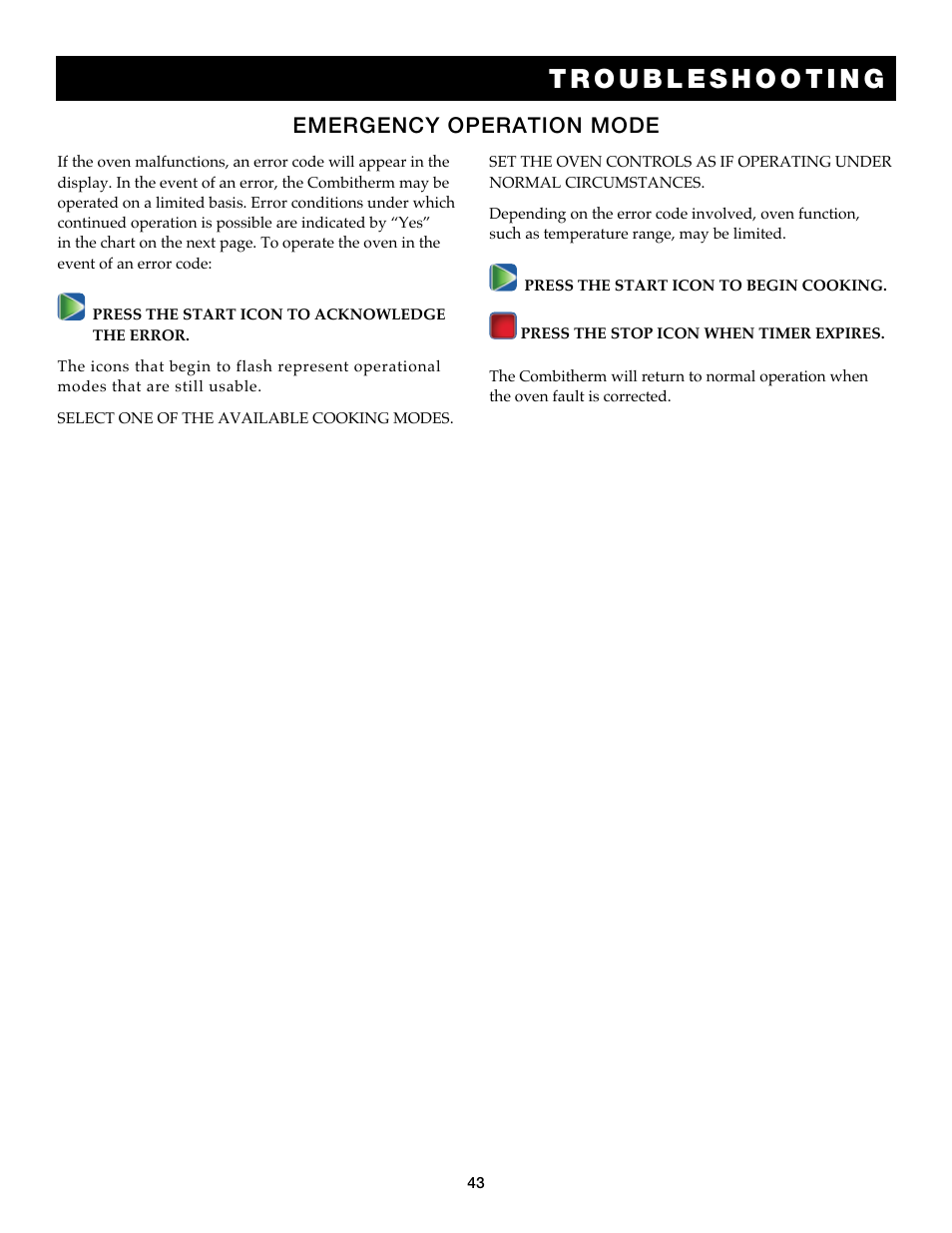 Emergency operation mode | Alto-Shaam Combitouch Series 7.14es CombiTouch User Manual | Page 45 / 51