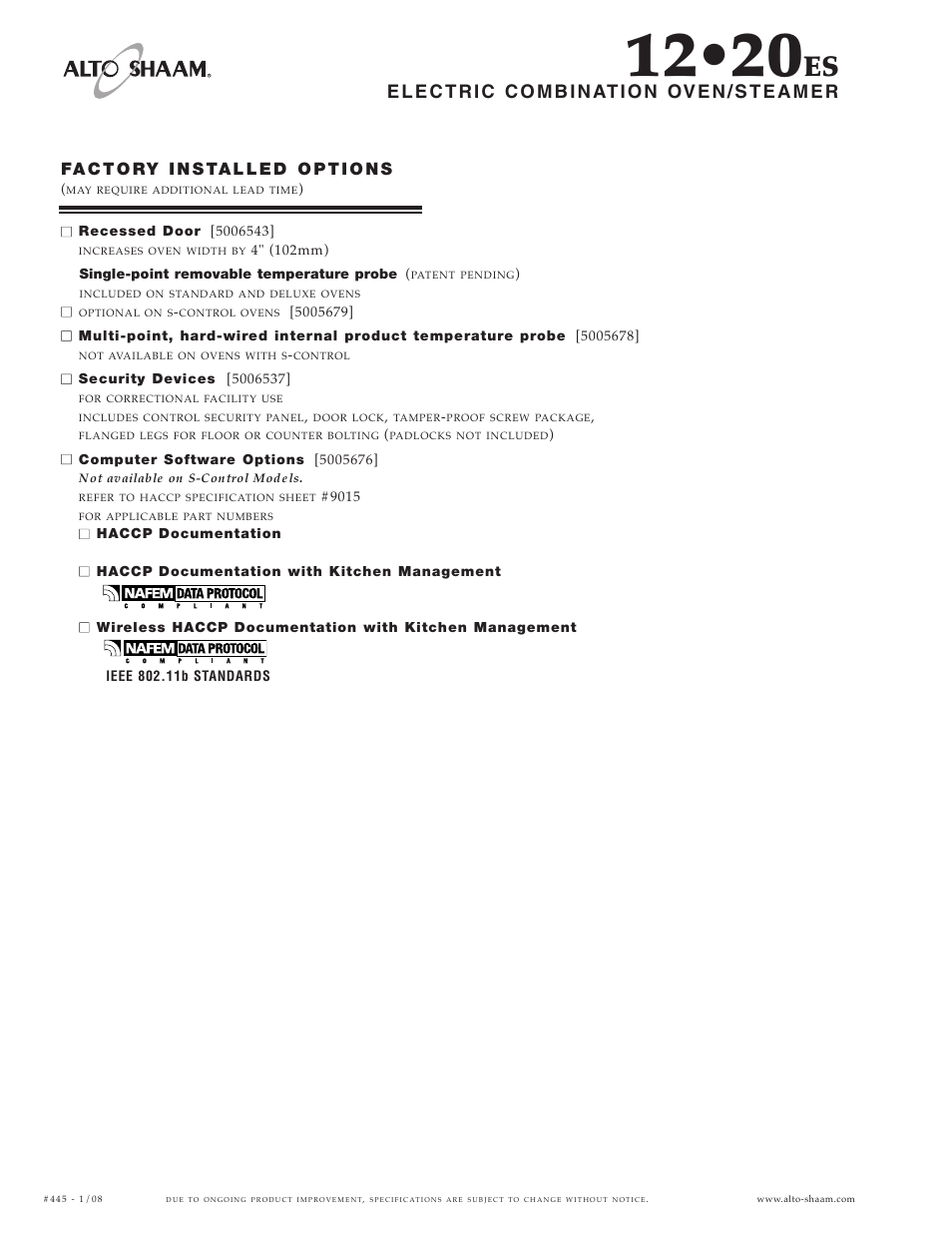 Alto-Shaam 12.20ES User Manual | Page 4 / 6