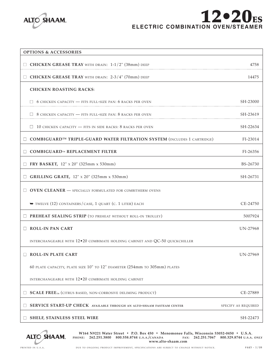 Alto-Shaam 12.20ES User Manual | Page 6 / 6