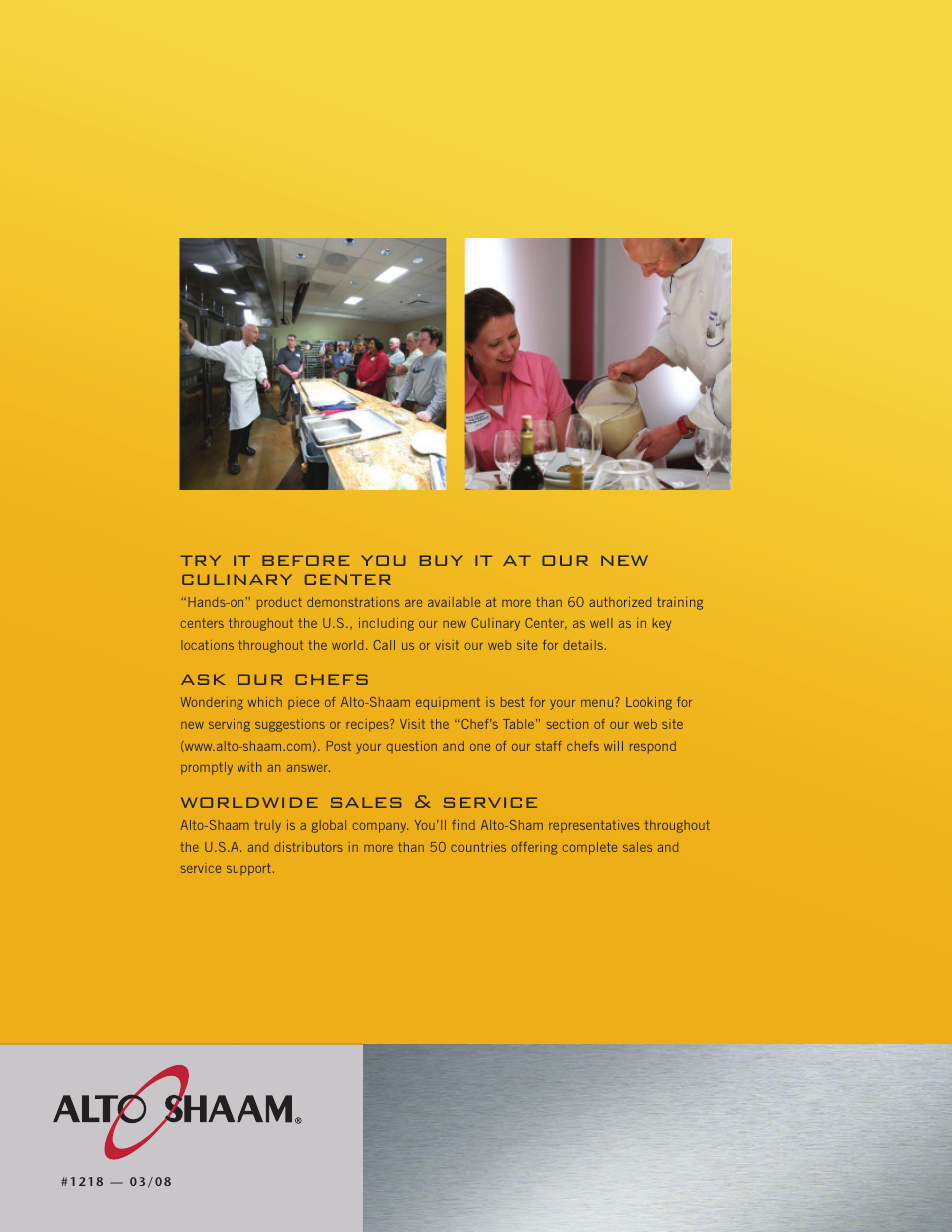 Ask our chefs, Worldwide sales & service | Alto-Shaam ED2SYS-48/2S User Manual | Page 4 / 4