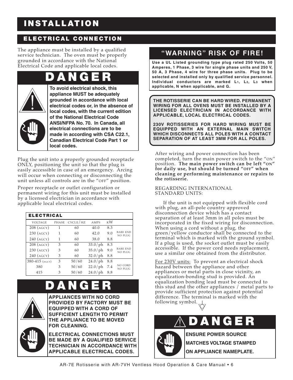 I n s ta l l at i o n | Alto-Shaam AR-7VH User Manual | Page 7 / 46