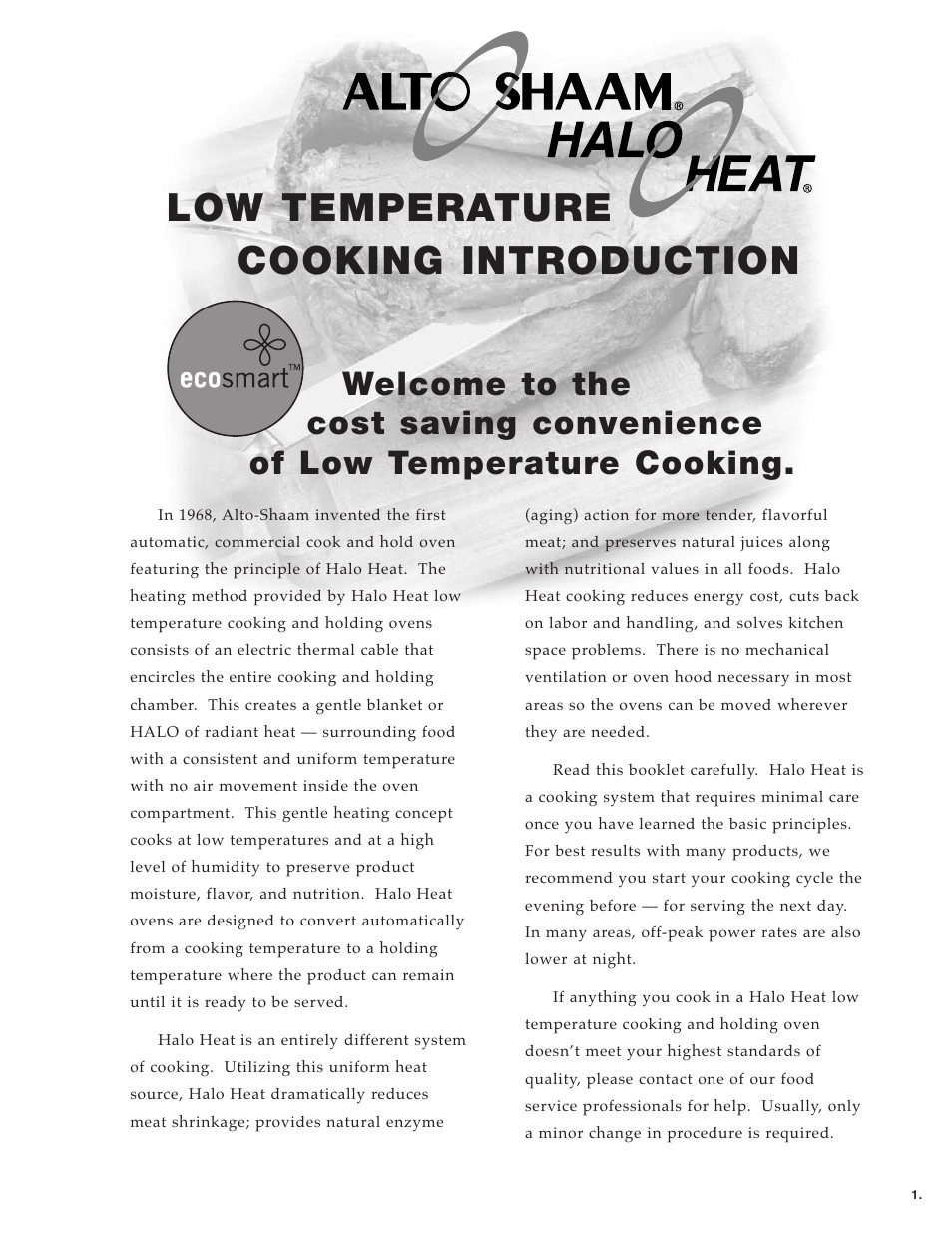 567_1_intro1_22_0508, Low temperature cooking introduction | Alto-Shaam ecosmart Electronically Operated Ovens User Manual | Page 3 / 91