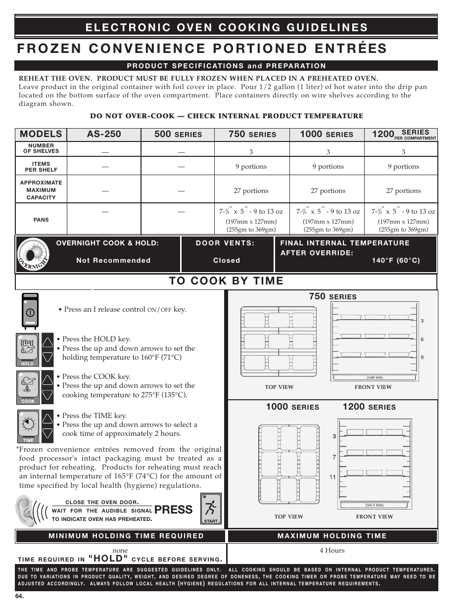 Press, 1200 models, H o l d | Alto-Shaam ecosmart Electronically Operated Ovens User Manual | Page 66 / 91