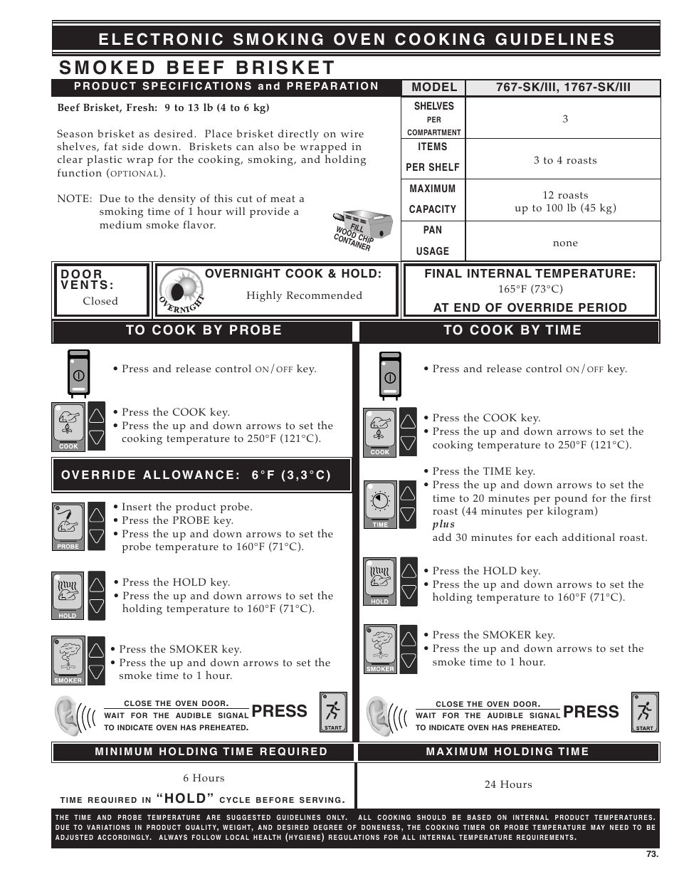 Press, H o l d | Alto-Shaam ecosmart Electronically Operated Ovens User Manual | Page 75 / 91