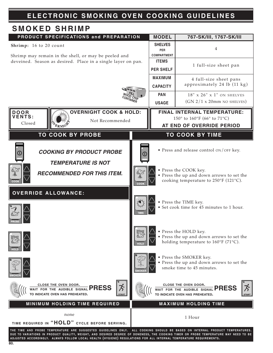 Press, H o l d | Alto-Shaam ecosmart Electronically Operated Ovens User Manual | Page 82 / 91